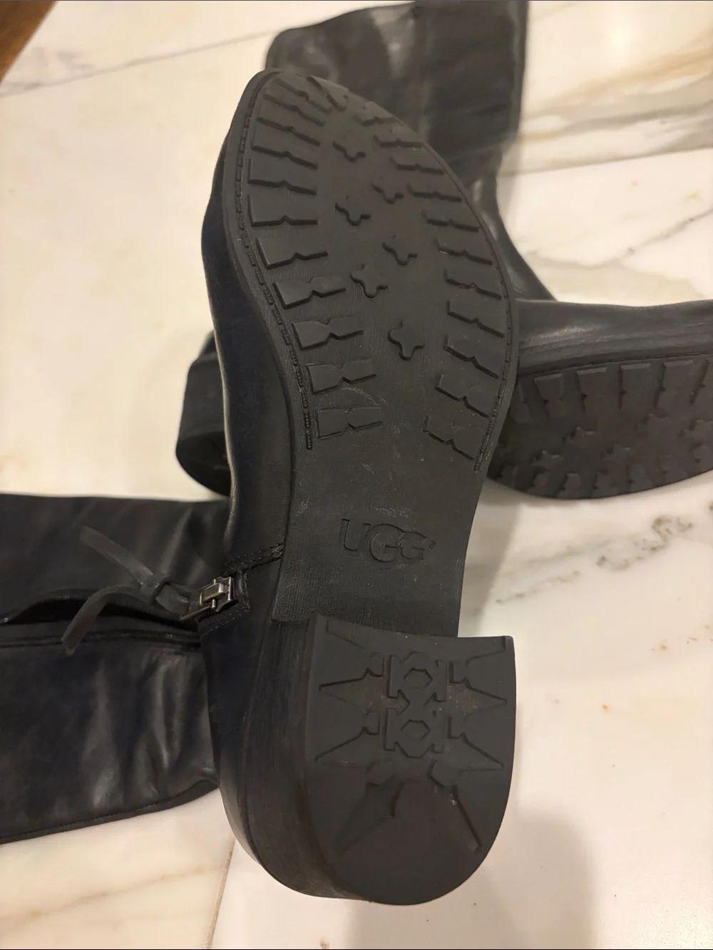 UGG Black Over-the-Knee Leather Riding Boots